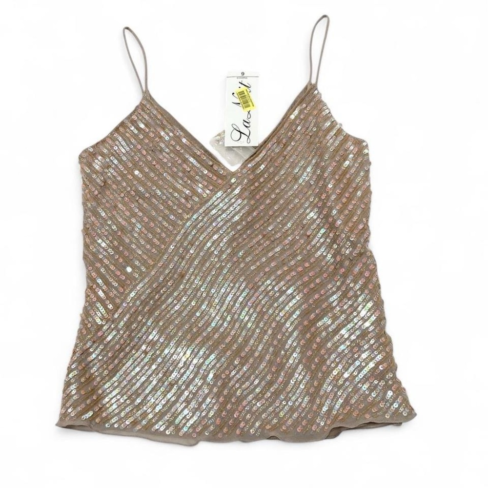 Vintage sequined pure silk going out party dressy cami tank deadstock